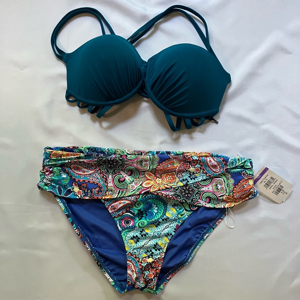 Vibrant Teal and Multicolor Bikini Set
